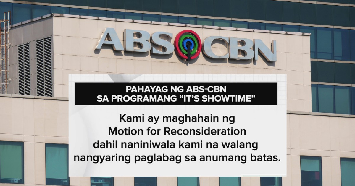 ABSCBN issues statement on MTRCB's suspension of 'It's Showtime